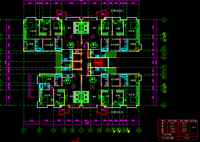 公寓楼层建筑施工图纸