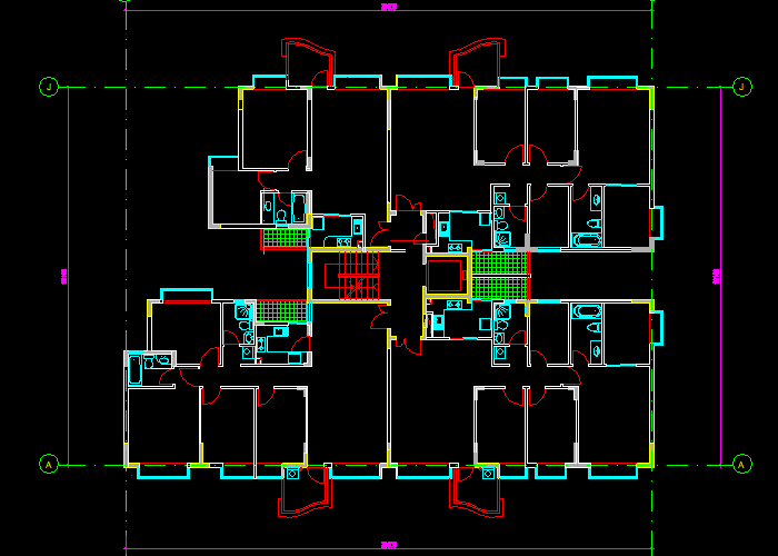 公寓楼层建筑施工图纸