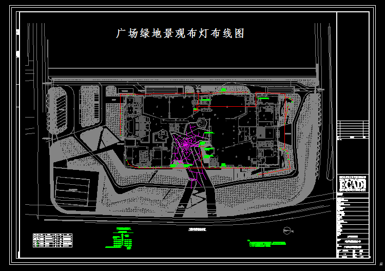 广场绿地景观布灯布线图