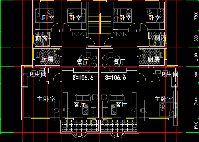 70种一梯两户户型CAD图纸