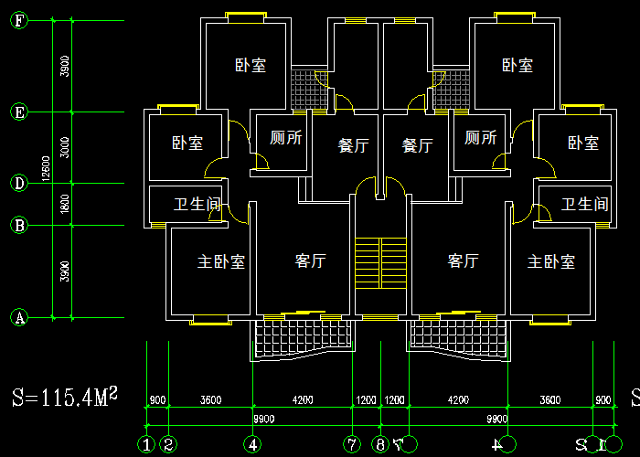 70种一梯两户户型CAD图纸