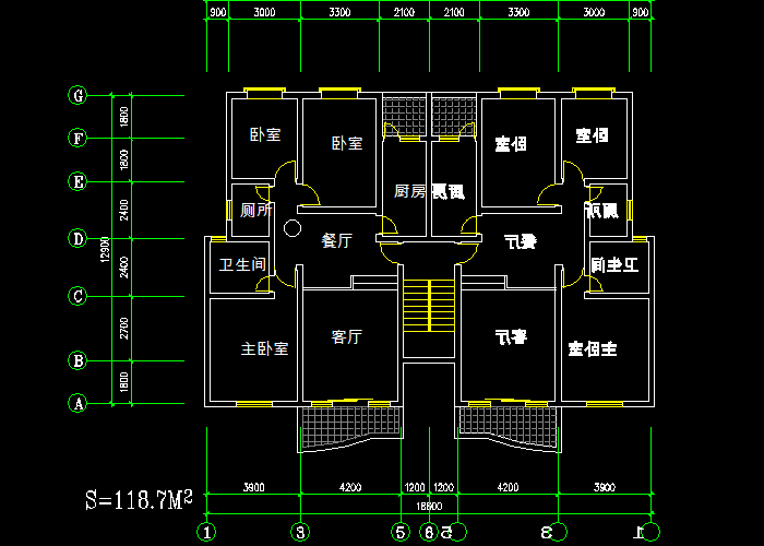 建筑设计住宅户形平面图