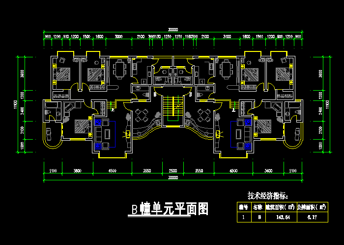 建筑设计住宅户形平面图