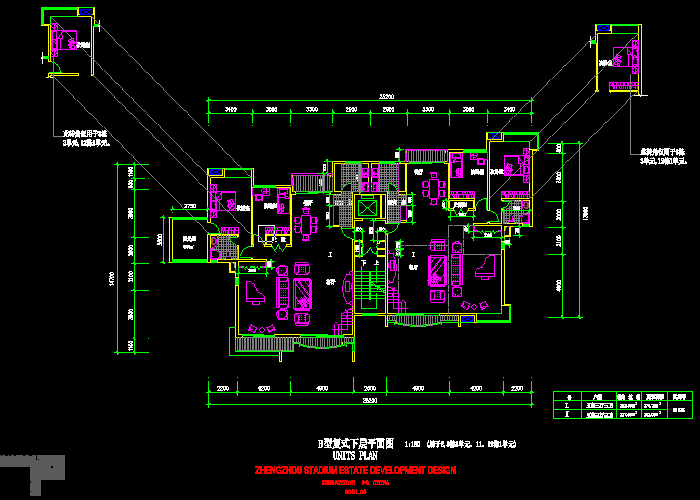 单元楼层建筑设计复式平面图纸