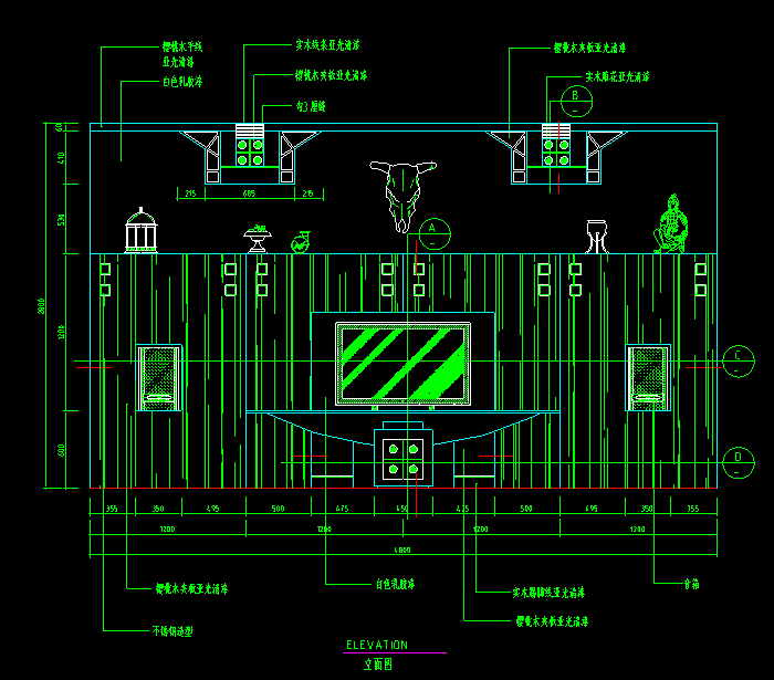 电视背景墙立面图